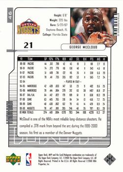 2000-01 Upper Deck MVP - Silver Script #46 George McCloud Back