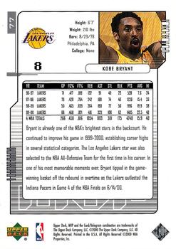 2000-01 Upper Deck MVP - Silver Script #77 Kobe Bryant Back