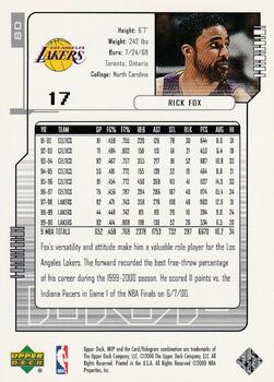 2000-01 Upper Deck MVP - Silver Script #80 Rick Fox Back