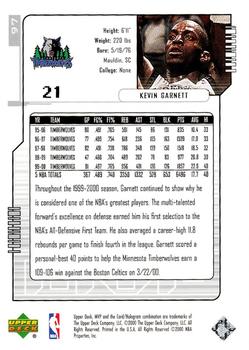 2000-01 Upper Deck MVP - Silver Script #97 Kevin Garnett Back