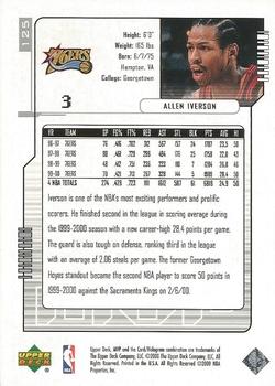 2000-01 Upper Deck MVP - Silver Script #125 Allen Iverson Back