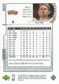 2000-01 Upper Deck MVP - Silver Script #158 Steve Kerr Back