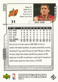 2000-01 Upper Deck MVP - Silver Script #161 Brent Barry Back