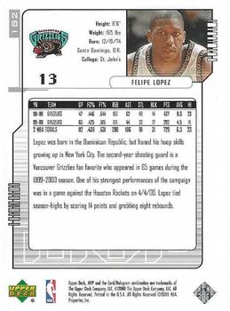 2000-01 Upper Deck MVP - Silver Script #182 Felipe Lopez Back