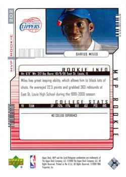 2000-01 Upper Deck MVP - Silver Script #202 Darius Miles Back