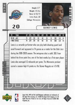 2000-01 Upper Deck MVP - Super Script #174 Quincy Lewis Back