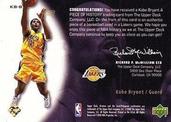 2000-01 Upper Deck Ovation - A Piece of History #KB-B Kobe Bryant Back