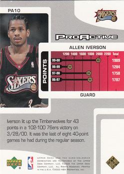 2000-01 Upper Deck Pros & Prospects - ProActive #PA10 Allen Iverson Back
