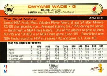 2007 Topps NBA Finals #DW Dwyane Wade Back