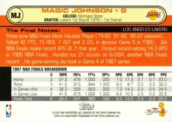 2007 Topps NBA Finals #MJ Magic Johnson Back