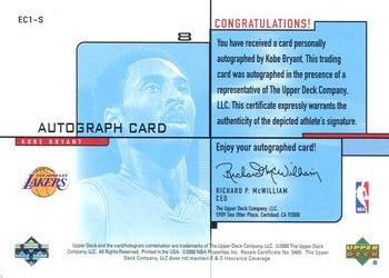 2000-01 Upper Deck - e-Card e|volve Autographs (Series One) #EC1-S Kobe Bryant Back