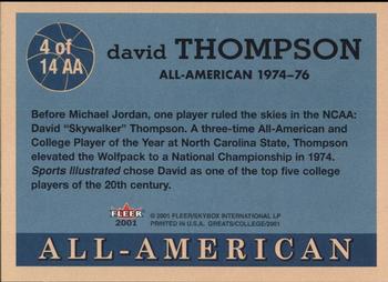 2001 Fleer Greats of the Game - All-American Collection #4AA David Thompson Back