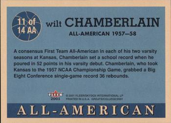 2001 Fleer Greats of the Game - All-American Collection #11AA Wilt Chamberlain Back