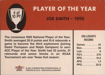 2001 Fleer Greats of the Game - Player of the Year #4PY Joe Smith Back