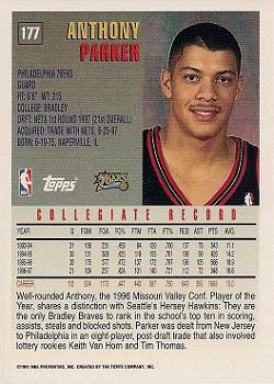 1997-98 Topps #177 Anthony Parker Back