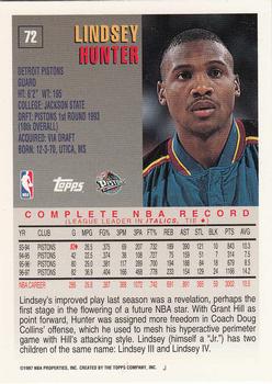 1997-98 Topps #72 Lindsey Hunter Back