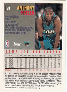 1997-98 Topps #78 Anthony Peeler Back