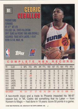 1997-98 Topps #91 Cedric Ceballos Back
