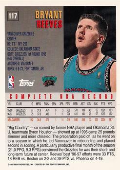 1997-98 Topps #117 Bryant Reeves Back
