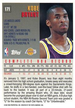 1997-98 Topps #171 Kobe Bryant Back