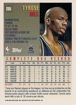 1997-98 Topps #205 Tyrone Hill Back