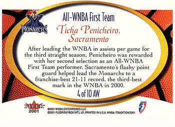 2001 Fleer Tradition WNBA - Award Winners #4 AW Ticha Penicheiro Back