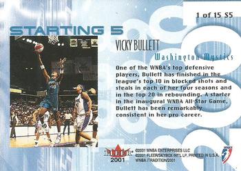 2001 Fleer Tradition WNBA - Starting Five #1 S5 Vicky Bullett Back