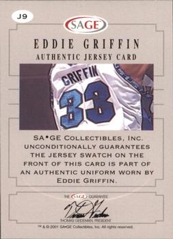 2001 SAGE - Authentic Jerseys Gold #J9 Eddie Griffin Back