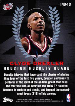 1997-98 Topps - Topps 40 #T40-13 Clyde Drexler Back