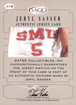 2001 SAGE - Authentic Jerseys Red #J16 Jeryl Sasser Back
