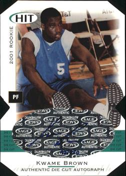 2001 SAGE HIT - Autographs Die Cuts #A1 Kwame Brown Front
