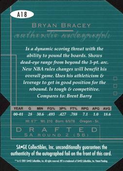 2001 SAGE HIT - Autographs Die Cuts #A18 Bryan Bracey Back