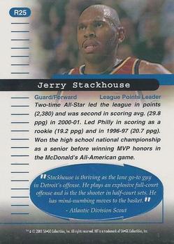 2001 SAGE HIT - Rarefied Gold #R25 Jerry Stackhouse Back
