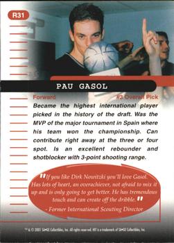 2001 SAGE HIT - Rarefied Gold #R31 Pau Gasol Back
