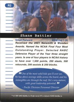 2001 SAGE HIT - Rarefied Silver #R2 Shane Battier Back