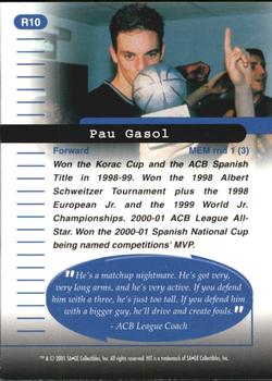 2001 SAGE HIT - Rarefied Silver #R10 Pau Gasol Back