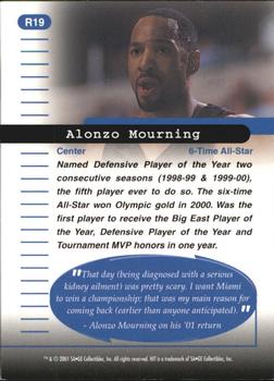 2001 SAGE HIT - Rarefied Silver #R19 Alonzo Mourning Back