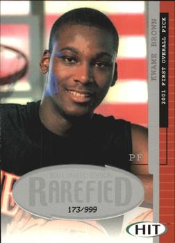 2001 SAGE HIT - Rarefied Silver #R30 Kwame Brown Front
