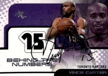 2001-02 E-X - Behind the Numbers #15 BN Vince Carter Front