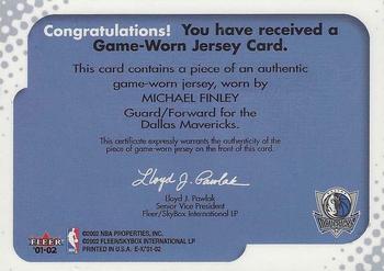 2001-02 E-X - Behind the Numbers Jerseys #NNO Michael Finley Back