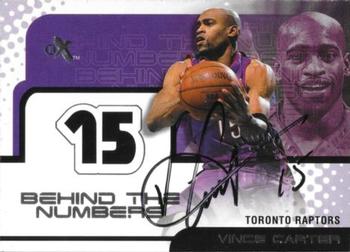 2001-02 E-X - Behind the Numbers Jerseys Autographs #15BN Vince Carter Front