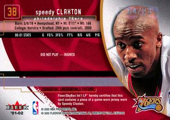 2001-02 E-X - Essential Credentials Future #38 Speedy Claxton Back