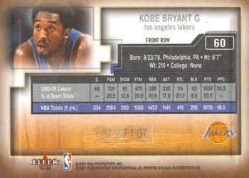 2001-02 Fleer Authentix - Front Row Parallel #60 Kobe Bryant Back