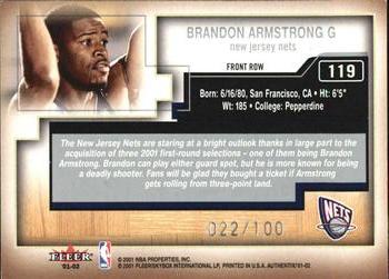 2001-02 Fleer Authentix - Front Row Parallel #119 Brandon Armstrong Back