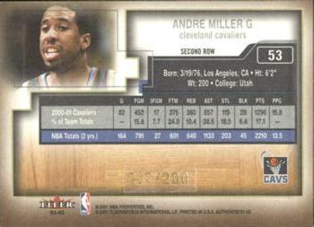 2001-02 Fleer Authentix - Second Row Parallel #53 Andre Miller Back