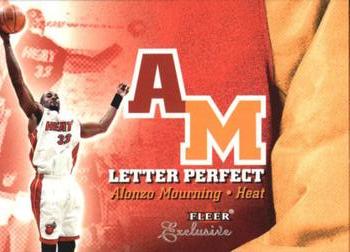 2001-02 Fleer Exclusive - Letter Perfect #3 LP Alonzo Mourning Front
