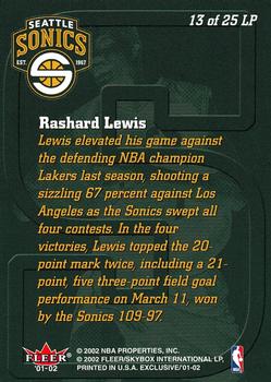 2001-02 Fleer Exclusive - Letter Perfect #13 LP Rashard Lewis Back