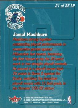 2001-02 Fleer Exclusive - Letter Perfect #21 LP Jamal Mashburn Back