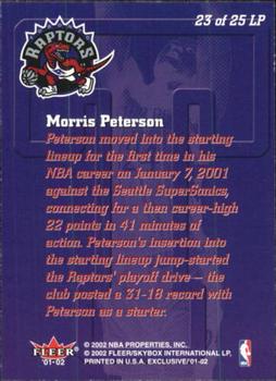 2001-02 Fleer Exclusive - Letter Perfect #23 LP Morris Peterson Back