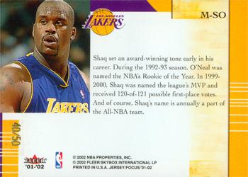 2001-02 Fleer Focus - Materialistic Home #M-SO Shaquille O'Neal Back